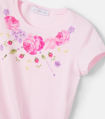 Camiseta en mezcla de algodón floral | Monnalisa