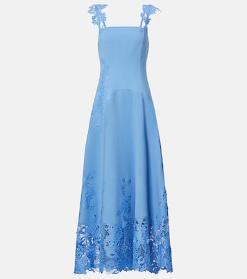Porcelain wool-blend guipure midi dress | Oscar de la Renta
