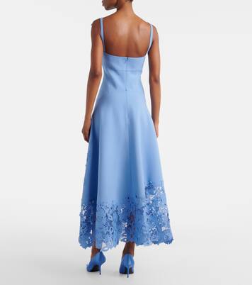 Porcelain wool-blend guipure midi dress | Oscar de la Renta