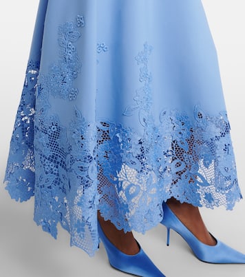 Porcelain wool-blend guipure midi dress | Oscar de la Renta