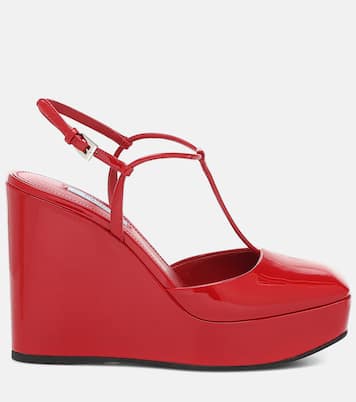 Sandales compensées en cuir verni | Prada