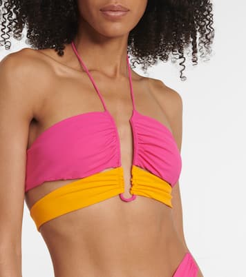 Ruched halterneck bikini top | Nensi Dojaka