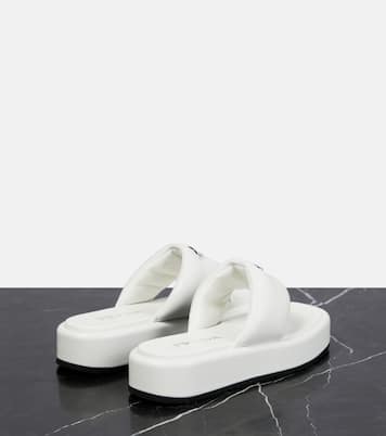Padded leather platform sandals | Prada