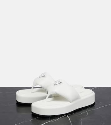 Padded leather platform sandals | Prada
