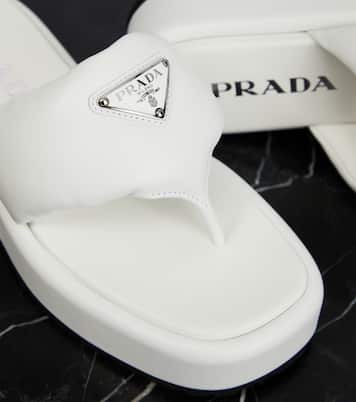 Padded leather platform sandals | Prada