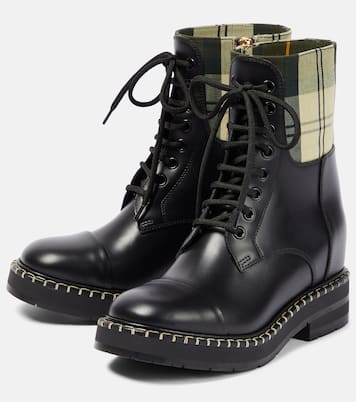 X Barbour Ankle Boots aus Leder | Chloé
