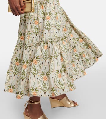 Consuelo Lunar embroidered linen midi dress | Agua by Agua Bendita