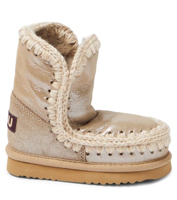 Botas de piel metalizada con borrego | Mou Kids
