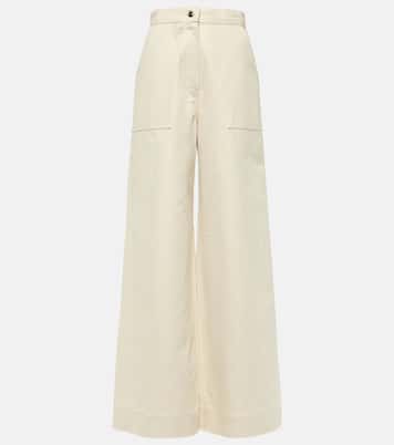Oboli cotton and linen wide-leg pants | Max Mara