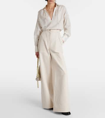 Oboli cotton and linen wide-leg pants | Max Mara