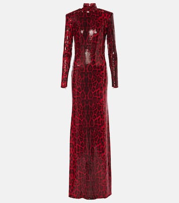 Sequined leopard-print open-back gown | The New Arrivals Ilkyaz Ozel