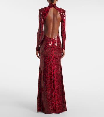 Sequined leopard-print open-back gown | The New Arrivals Ilkyaz Ozel