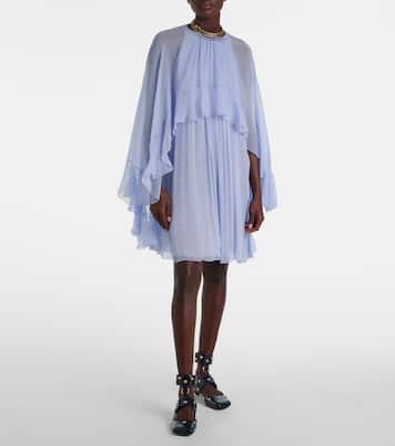 Abito corto in seta con balze | Chloé