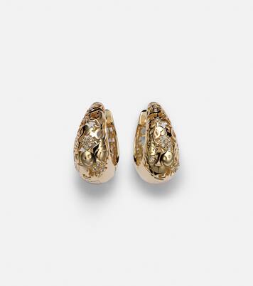 Boucles d'oreilles Icon Wallpaper Domed en or 14 ct et diamants | Sydney Evan