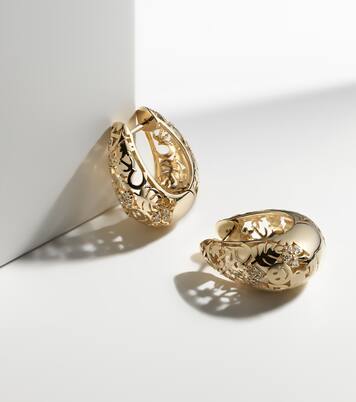 Boucles d'oreilles Icon Wallpaper Domed en or 14 ct et diamants | Sydney Evan