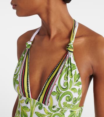Costume intero con scollo all’americana e stampa | Dolce&Gabbana