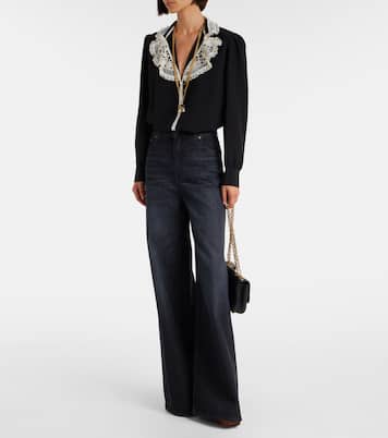 Lace-trimmed silk crêpe de chine blouse | Chloé
