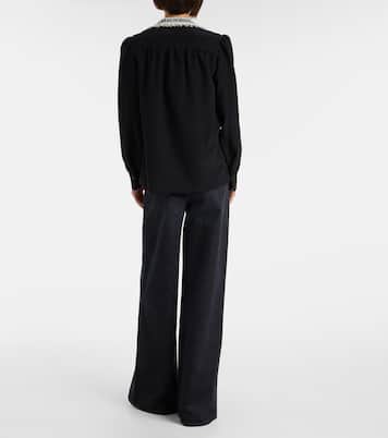 Lace-trimmed silk crêpe de chine blouse | Chloé