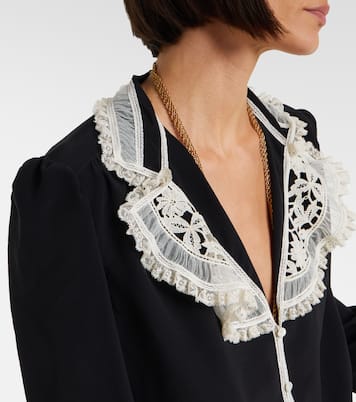 Lace-trimmed silk crêpe de chine blouse | Chloé