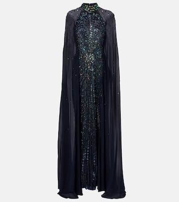Thea caped sequined gown | Jenny Packham