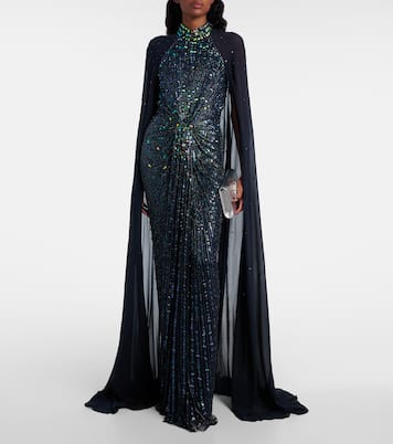 Thea caped sequined gown | Jenny Packham