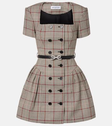 Houndstooth wool-blend twill minidress | Self-Portrait