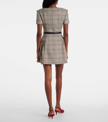 Houndstooth wool-blend twill minidress | Self-Portrait
