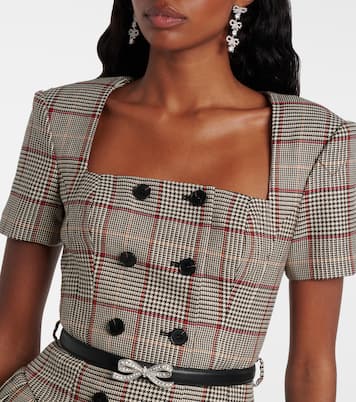 Houndstooth wool-blend twill minidress | Self-Portrait