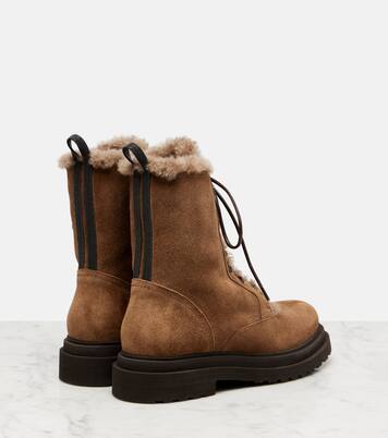 Bottines Monili en daim et shearling | Brunello Cucinelli