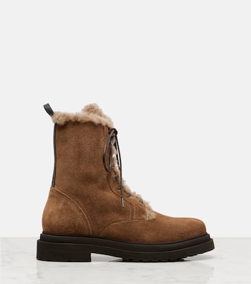 Bottines Monili en daim et shearling | Brunello Cucinelli