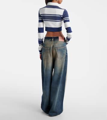 Polo cropped de algodón a rayas | Acne Studios