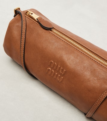 Logo leather shoulder bag  | Miu Miu