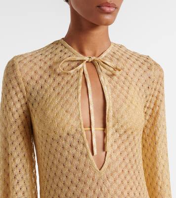 Open-knit tie-neck lamé kaftan  | Missoni
