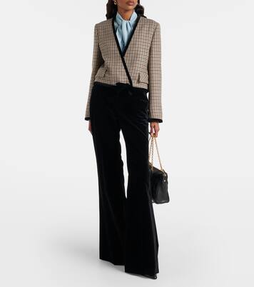 棉质天鹅绒阔腿裤 | Valentino