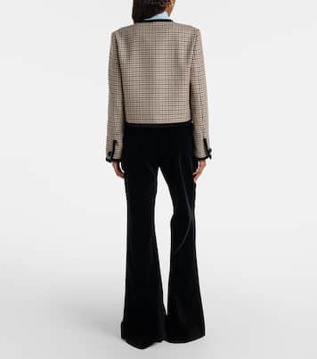 棉质天鹅绒阔腿裤 | Valentino