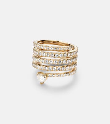 Spiral Heart 18kt gold pinky ring with diamonds | Shay Jewelry