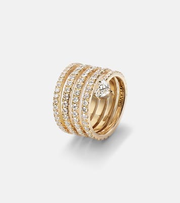 Spiral Heart 18kt gold pinky ring with diamonds | Shay Jewelry