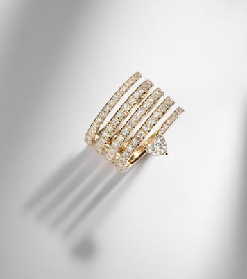 Spiral Heart 18kt gold pinky ring with diamonds | Shay Jewelry