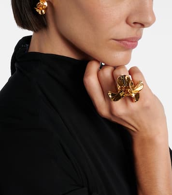 Anillo Anemone de plata de ley bañada en oro | Bottega Veneta