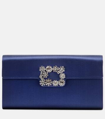 Clutch Efflorence aus Satin mit Kristallen | Roger Vivier