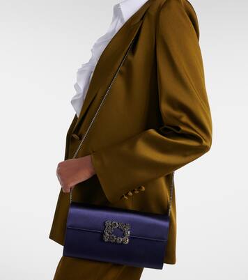 Clutch Efflorence aus Satin mit Kristallen | Roger Vivier