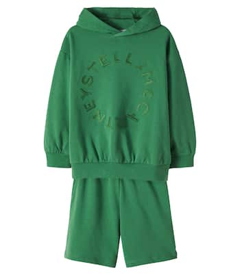 Logo cotton fleece hoodie and shorts set | Stella McCartney Kids