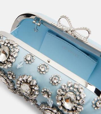 Crystal-embellished satin clutch | Self-Portrait