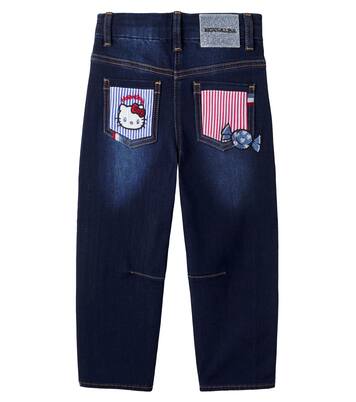 x Hello Kitty patchwork straight jeans | Monnalisa