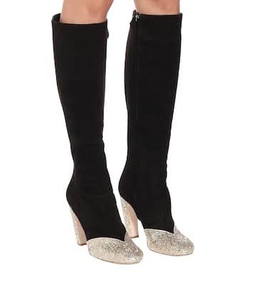 Stivali in suede con glitter | Miu Miu