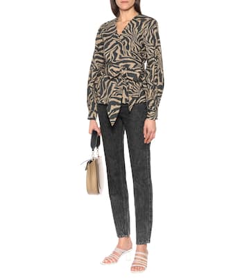 Zebra-print cotton-poplin top | Ganni