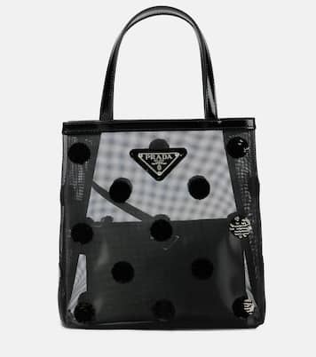 Verzierte Tote Small aus Mesh und Leder | Prada