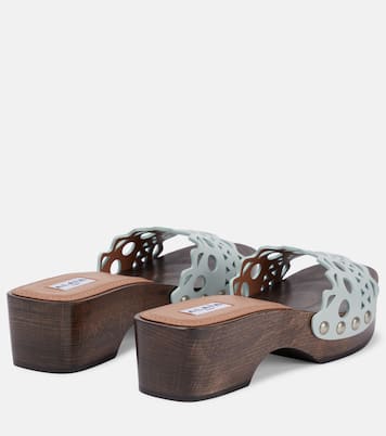 Vienne leather and wood slides | Alaïa