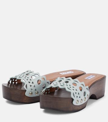 Vienne leather and wood slides | Alaïa