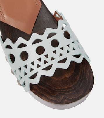 Vienne leather and wood slides | Alaïa